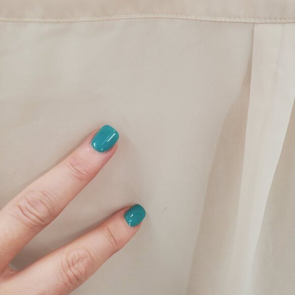 Vintage Solemio Womens Button Up Roll Tab Sleeve Blouse Top Sz L Cream Career - Picture 16 of 16